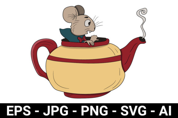 A Close Look at Mouse in a Teapot for Embroidery Projects