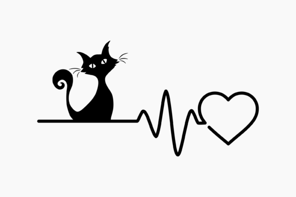 A Designer's Take on the Heart Beat Cat Love Graphics