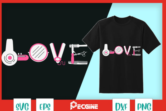A Pink Hairdresser Tools Graphic for T-Shirt Designs