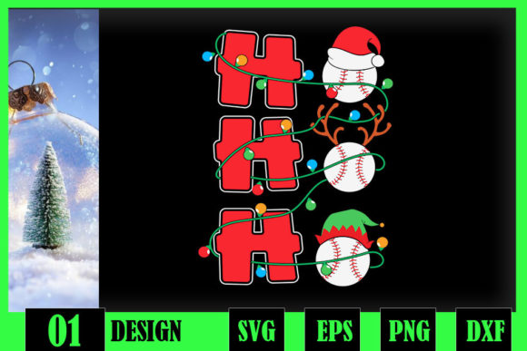 Christmas Lights Baseball Graphics for Crafts