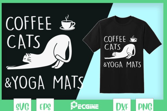 Coffee Cats Yoga Mats Graphics for T-Shirt Designs