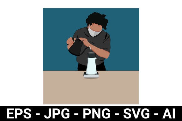 Flat Character Barista Graphics for Editorial Illustrations