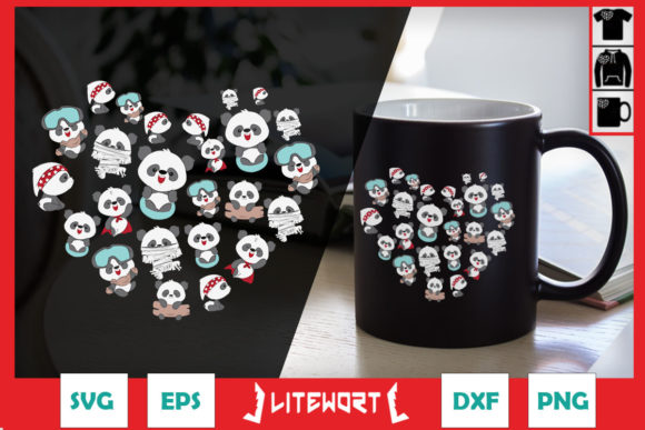 Panda Lover Heart Valentine Graphics for Crafts & Merch
