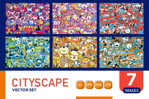 The Cityscape Vector Set as an Embroidery Design
