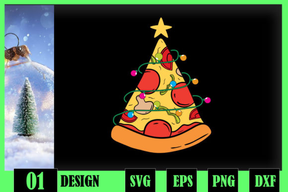 The Playful Craft of Pizza Christmas Tree Lights Graphics