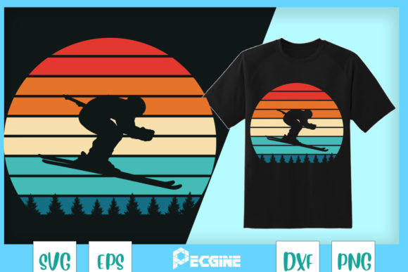 Vintage Sunset Skiing Graphics: A T-Shirt Design Brand Review
